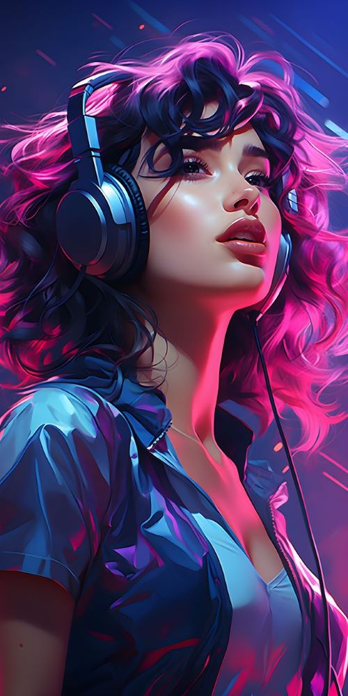 Girl Headphones AI Gen