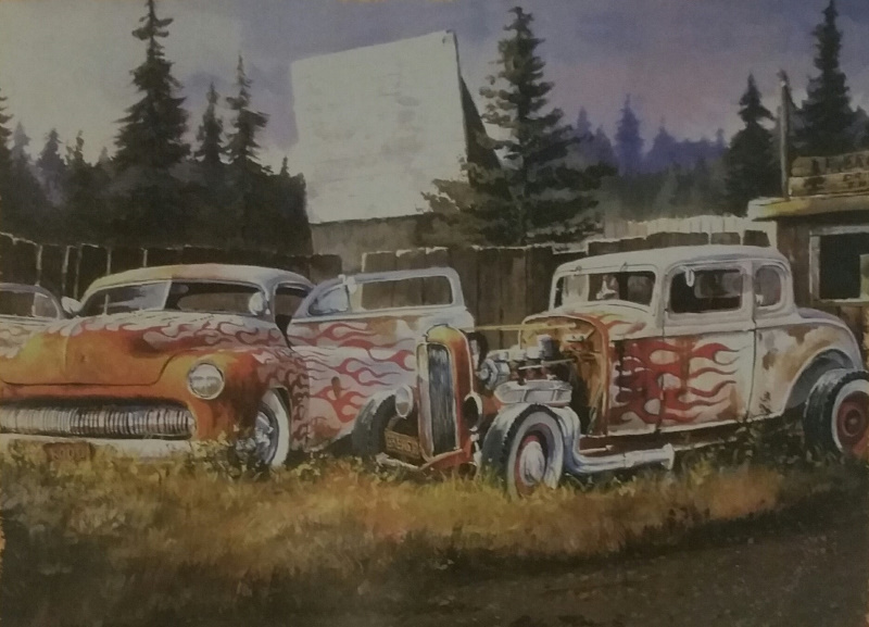 Dale Klee automotive art at vinyl record memories.com