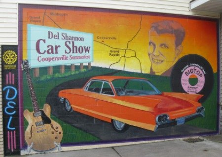Del Shannon Days painted mural on building in Coopersville, Michigan.