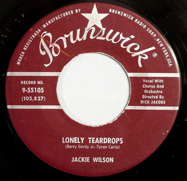 Jackie Wilson Lonley Teardrops original 45 record from 1958.